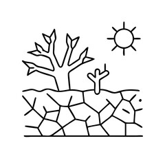drought icon, drought line art - simple line art of drought, perfect for drought logos and icons