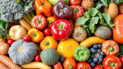 Colorful Fresh Produce: A Bountiful Display of Fruits and Vegetables