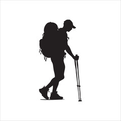 Hiking man Silhouettes. hiker with rucksacks silhouette.