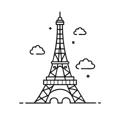 Obraz premium eiffel tower icon, eiffel tower line art - simple line art of eiffel tower, perfect for eiffel tower logos and icons
