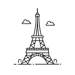 Fototapeta premium eiffel tower icon, eiffel tower line art - simple line art of eiffel tower, perfect for eiffel tower logos and icons