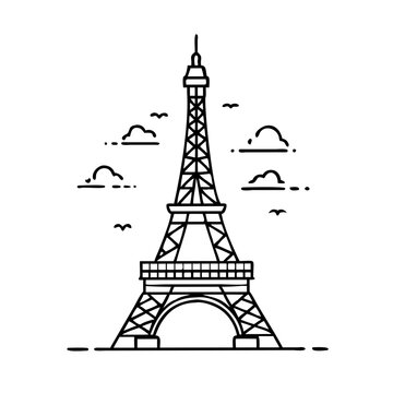 eiffel tower icon, eiffel tower line art - simple line art of eiffel tower, perfect for eiffel tower logos and icons