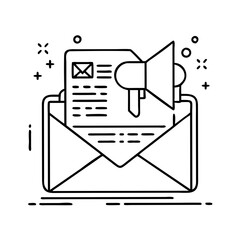 email campaign icon, email campaign line art - simple line art of email campaign, perfect for email campaign logos and icons