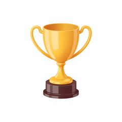 Golden Trophy Award on Transparent Background Champion Winner First Place Achievement Prize Success Victory Competition Icon 3D Render