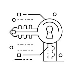 encryption key icon, encryption key line art - simple line art of encryption key, perfect for encryption key logos and icons