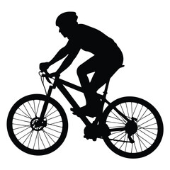 Naklejka premium Cyclist Silhouette with Helmet Riding Bicycle with Transparent Background