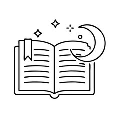evening book icon, evening book line art - simple line art of evening book, perfect for evening book logos and icons