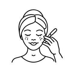 facial treatment icon, facial treatment line art - simple line art of facial treatment, perfect for facial treatment logos and icons