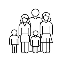 family gathering icon, family gathering line art - simple line art of family gathering, perfect for family gathering logos and icons