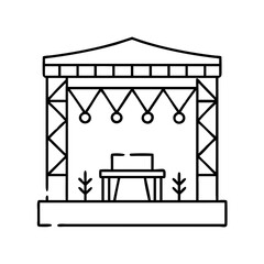 festival stage icon, festival stage line art - simple line art of festival stage, perfect for festival stage logos and icons