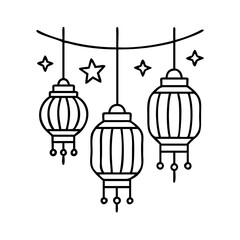 festive lanterns icon, festive lanterns line art - simple line art of festive lanterns, perfect for festive lanterns logos and icons