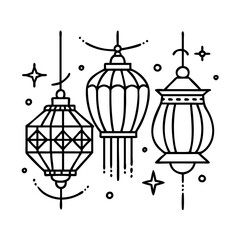 festive lanterns icon, festive lanterns line art - simple line art of festive lanterns, perfect for festive lanterns logos and icons