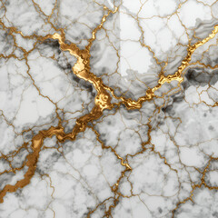 Marble surface with golden veins reflected