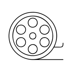 film reel icon, film reel line art - simple line art of film reel, perfect for film reel logos and icons