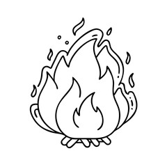 fire icon, fire line art - simple line art of fire, perfect for fire logos and icons