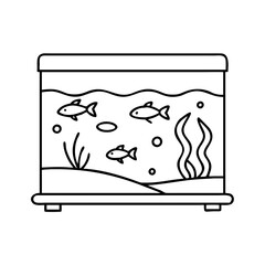 fish tank icon, fish tank line art - simple line art of fish tank, perfect for fish tank logos and icons