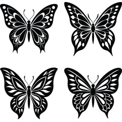 Fototapeta premium Butterfly vector silhouette Bundle set