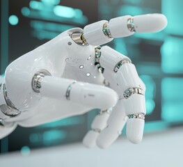 Futuristic Robotic Hand with Advanced Technology in Modern Setting