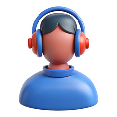Vector 3D headphones icon design for business support service avatar