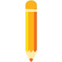 A colorful Orange cartoon pencil with a pink eraser, perfect for school, writing, or drawing themed designs, ideal for children’s educational materials or creative projects.