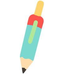 Flat illustration of pen with a clip. Perfect for education, office supply visuals, writing tools, and school-themed graphic design materials.