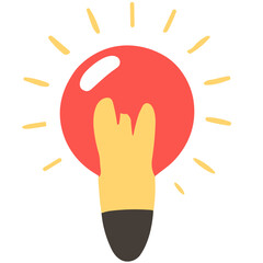 Obraz premium Flat design illustration of a glowing red-yellow light bulb, symbolizing creativity and ideas. Suitable for presentations, education, business, digital content, and innovation-themed projects.