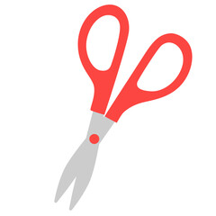 Flat style illustration of scissors. Suitable for educational content, crafting designs, school supplies visuals, or creative materials involving cutting tools and art activities.