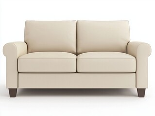 Fototapeta premium Contemporary Cream Sofa with Soft Cushions and Elegant Design