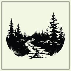 Fototapeta premium Trail Silhouette, Scenic Track