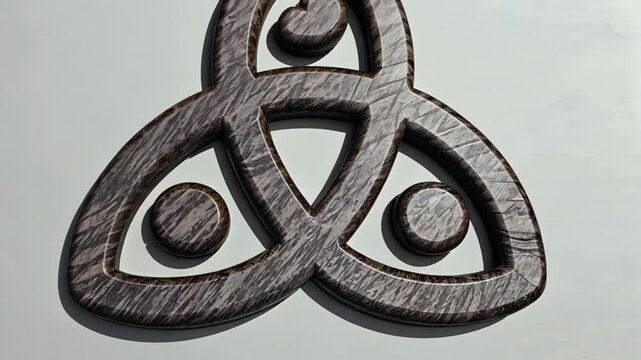 Elegant Celtic Knot Symbol with Intricate Details, Textured Surface and Interlocking Lines on a White Background