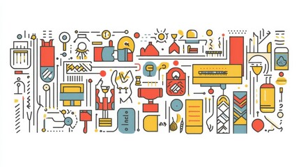 Creative Background with Colorful Geometric Shapes and Line Art for Artistic Projects