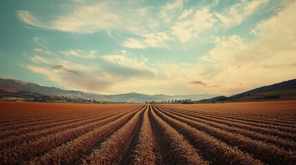 Dynamic Landscape of Cannabis Fields Under a Vibrant Sky