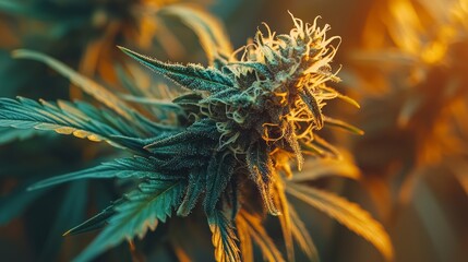 Close-Up of Cannabis Buds With Glowing Sunlight Background
