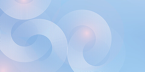 Abstract circle lines on light blue background. Geometric stripe line art design style