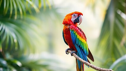 Obraz premium Macaw on Branch - Tropical Relaxation & Adventure