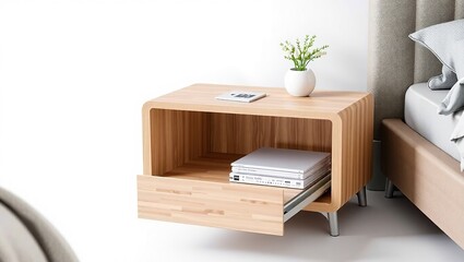 Modern Bedside Table with Integrated Storage Solutions