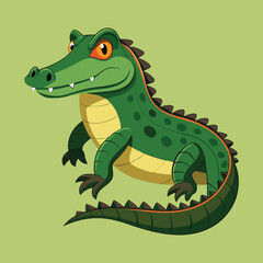 Cartoon green crocodile illustration for kids