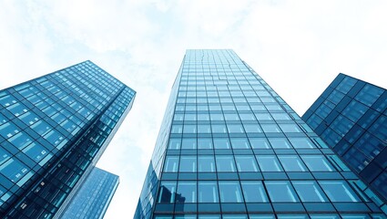 Obraz premium Modern Glass Skyscraper Facade Details with Ample Space for Your Design