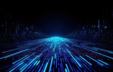 Dynamic Flow of Blue Light in a Futuristic Abstract Landscape