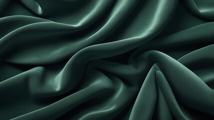 Obraz premium Luxurious Emerald Green Silk Fabric Texture Elegant Draped Material Background