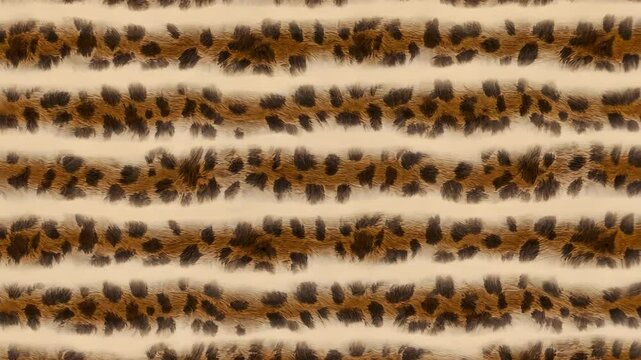 Abstract animal print pattern featuring brown fur and black spots arranged in horizontal rows, creating a wild textured surface.