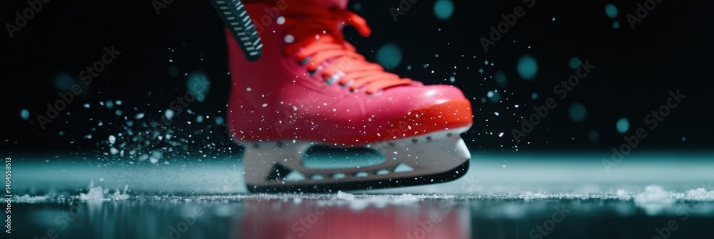 Poster Dynamic Winter Sports Performance High-Velocity Ice Skating Footwear Capturing Explosive Athletic Motion with Precision Particle Dynamics and Professional Training Aesthetics