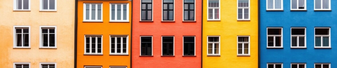 Obraz premium Vibrant Urban Storytelling Amsterdams Chromatic Canal Houses - Architectural Heritage Meets Contemporary Color Psychology in Sustainable City Branding