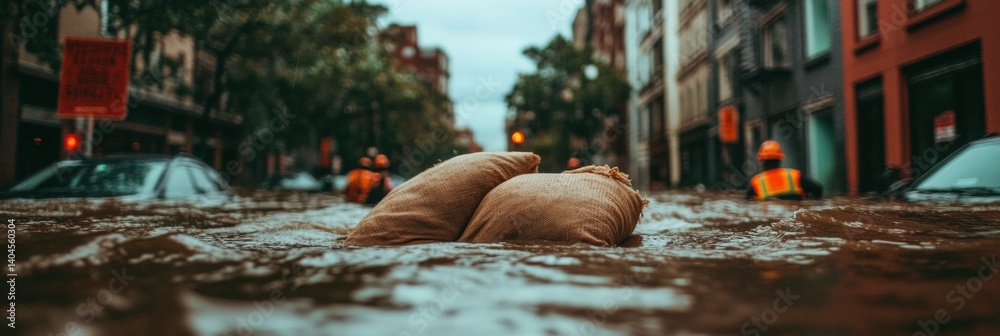 Aufkleber climate resilience in action urban flood management strategies visualizing emergency response and co