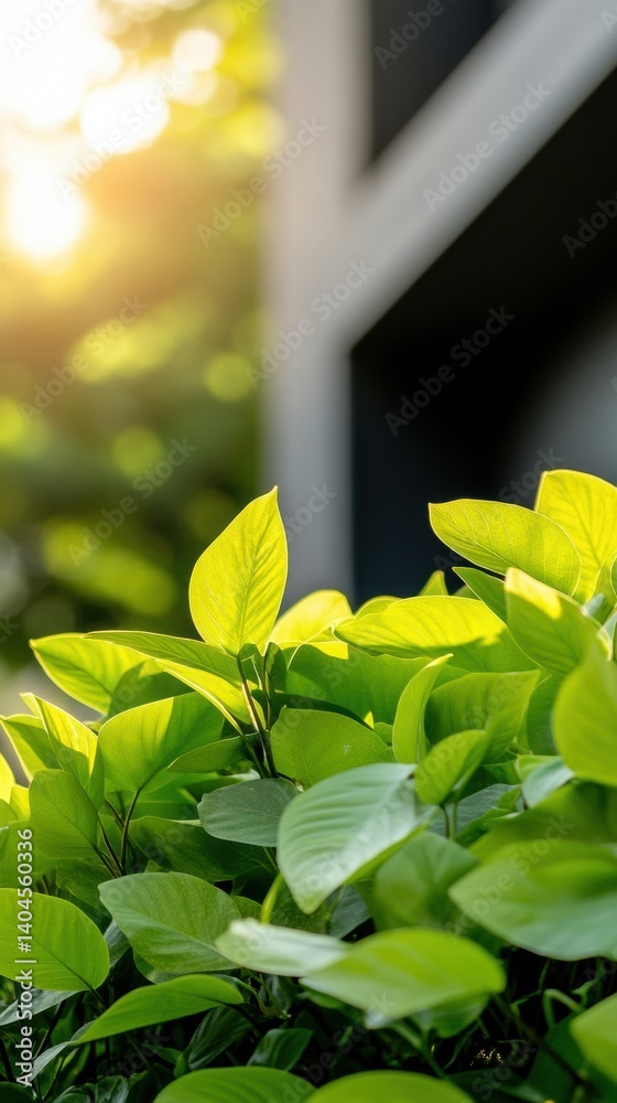 Poster verdant urban serenity vibrant green botanical microscape illuminating sustainable design and biophi