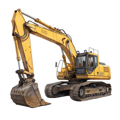 Yellow Excavator: Heavy Equipment Digger on transparent background