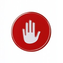 Fototapeta premium Red Stop Sign with White Hand Symbol on Isolated Background