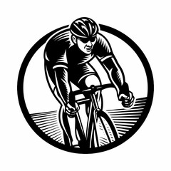 Vintage Cyclist Illustration &ndash; Bold Racing Bicycle Artwork