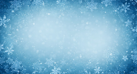 Serene Winter's Embrace: Blue Snowflake Background AI Generated