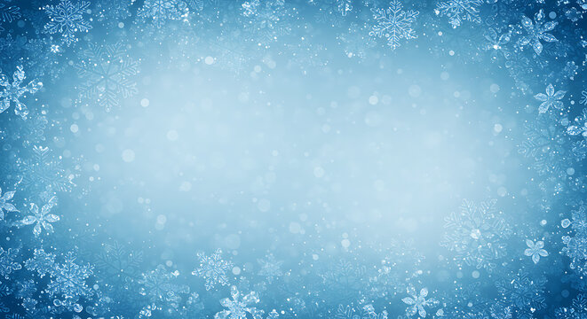 Serene Winter's Embrace: Blue Snowflake Background AI Generated